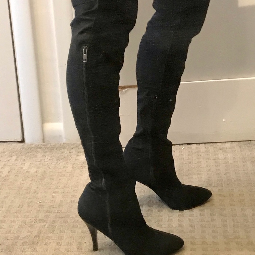 Sexy black over the knee Carlos Santana boots